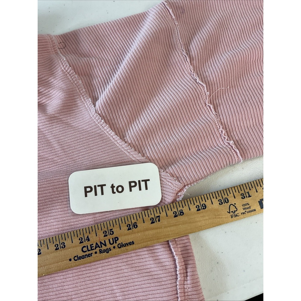 We The Free Sweatshirt Size S Pink Distressed ovrsize Rib Texture Loose Fit - Picture 8 of 12